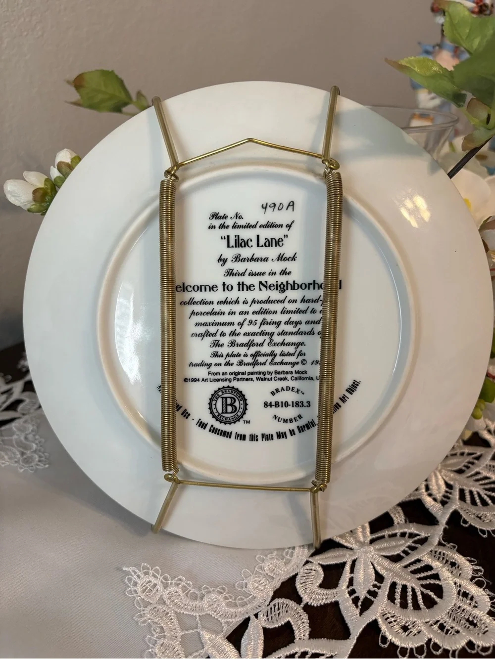 Bradford Exchange “Lilac Lane” Welcome to the Neighborhood limited edition plate